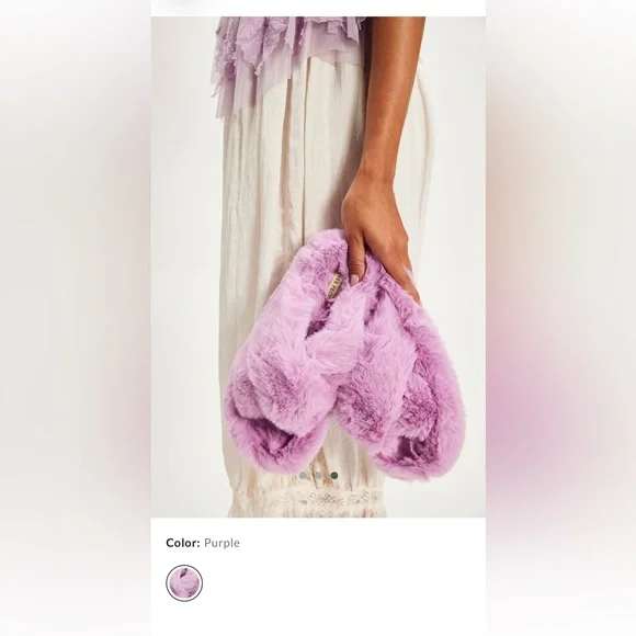 Free People Plush Crisscross Slide Slippers in Lilac - Picture 4 of 8